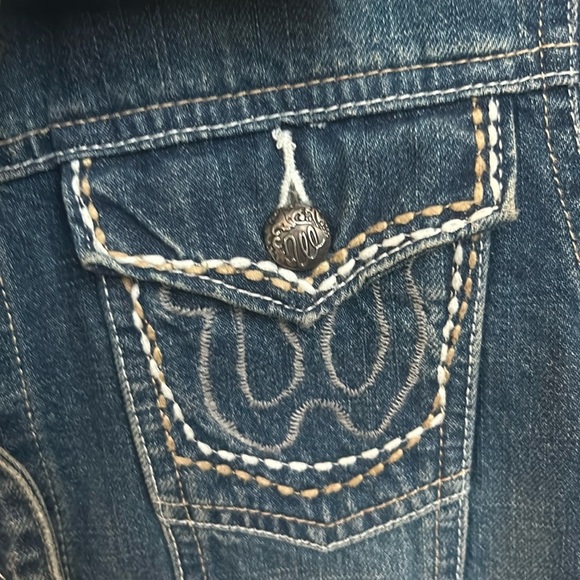 Wrangler Western Denim Embroidered Pockets Jean Denim Jacket Women Size M - Picture 3 of 17